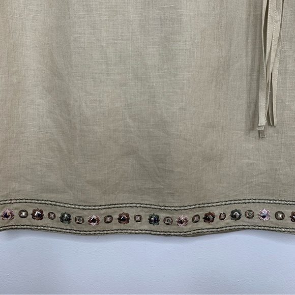 Martha B Size 4 Linen Short Skirt Southwest & Stud Accents Tassel Waist Tie New - Picture 4 of 10